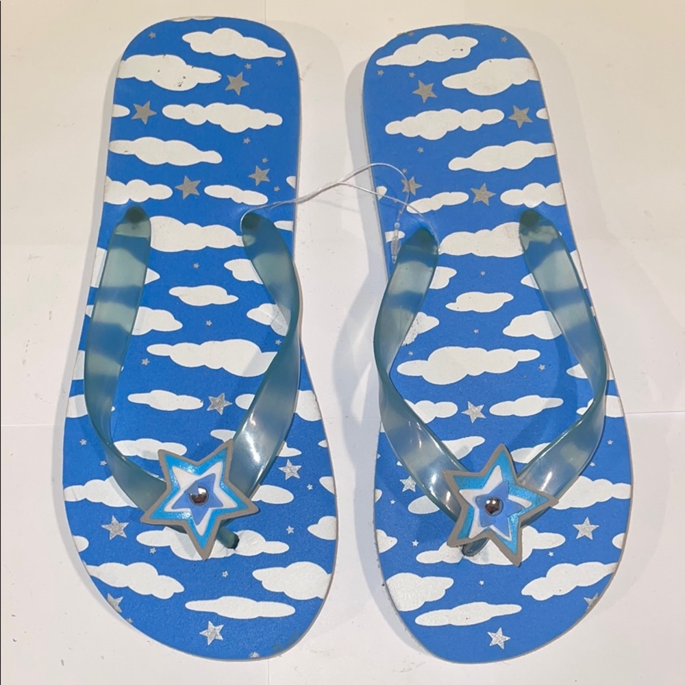 Starry Blue and White Flip Flops